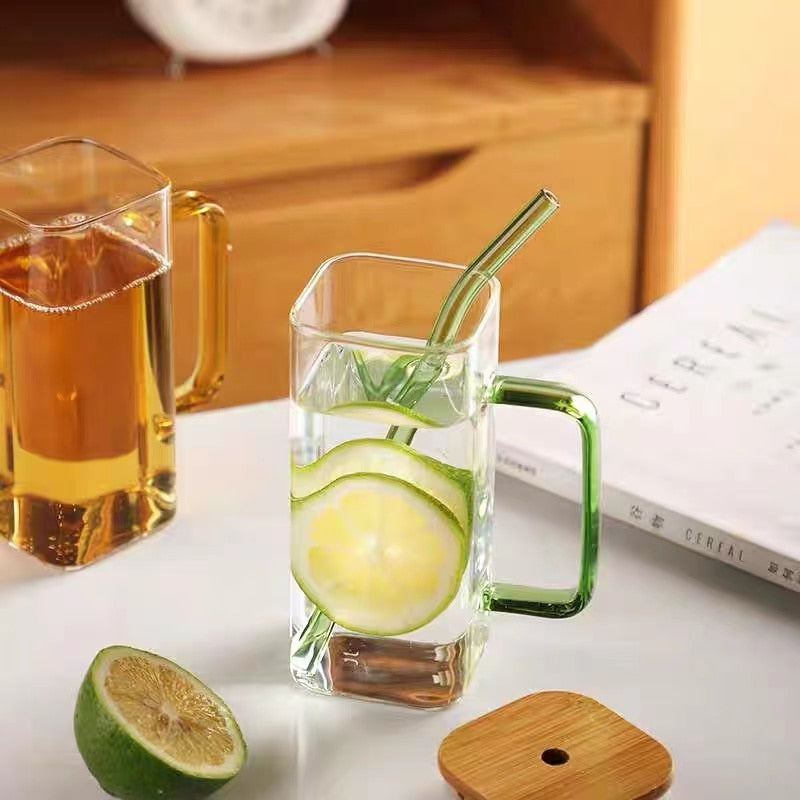 Stylish Square Large Capacity Mug with Straw