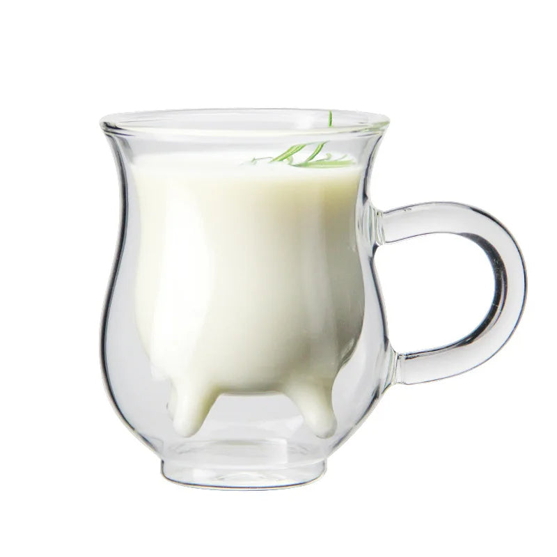 Cow Double Layer Glass Mug