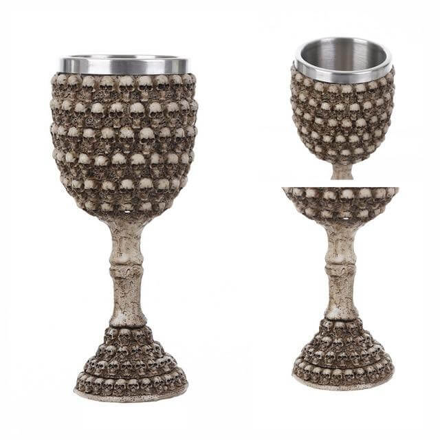 Stainless Steel Skull Gothic Goblet Cocktail Glass