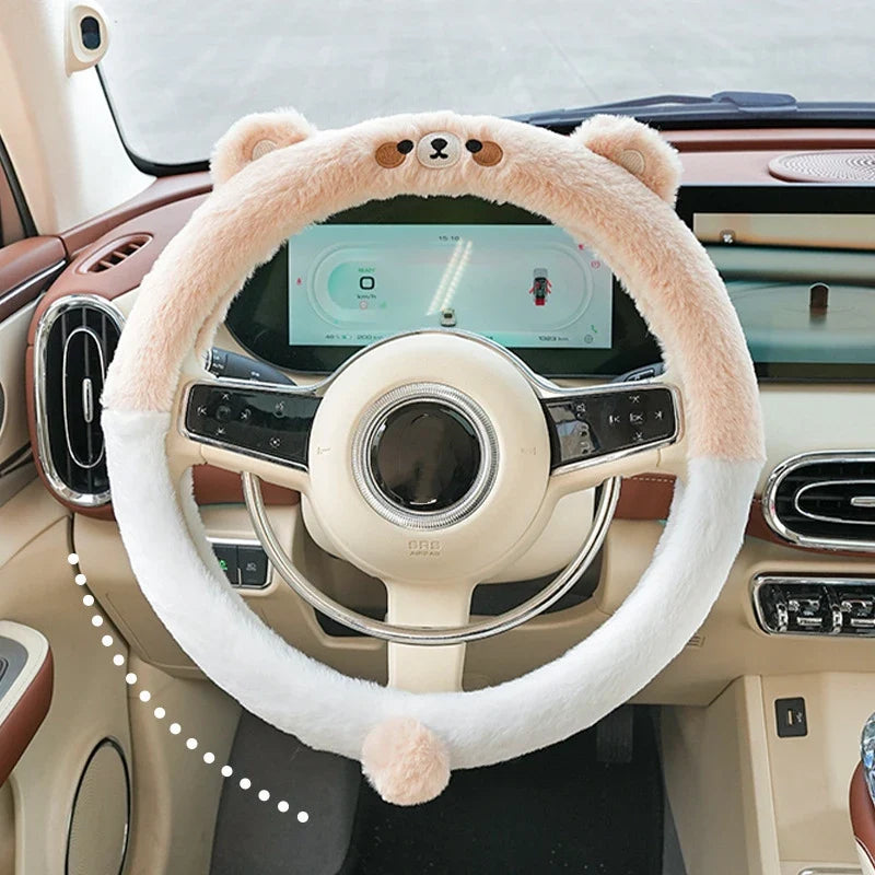 Soft Winter Animal Plush Steering Wheel Cover