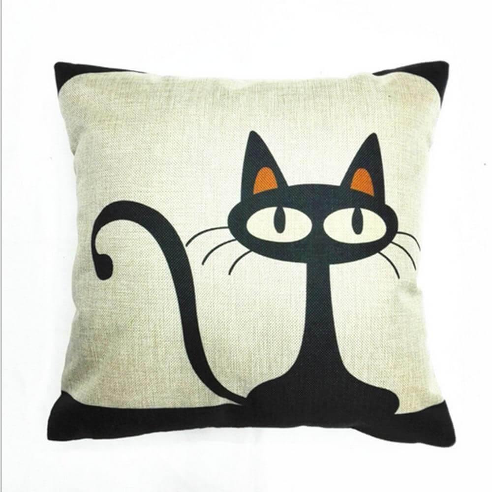 Retro Cat Pattern Pillow Case