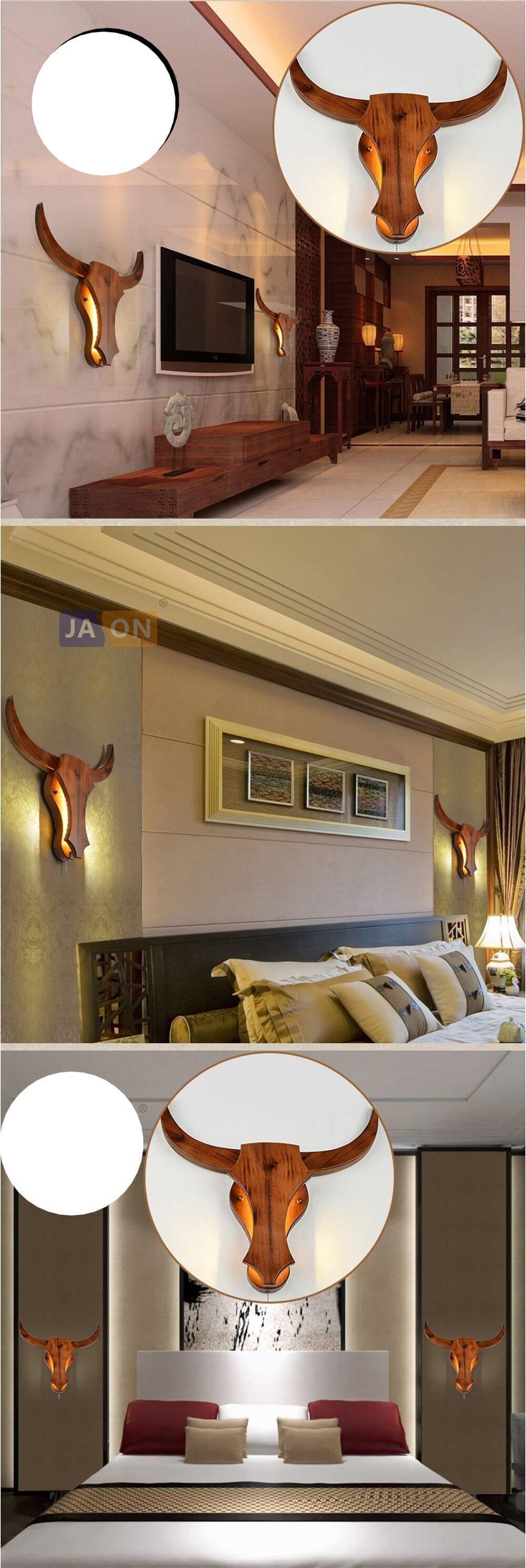 Iron Wooden Bull Led Light