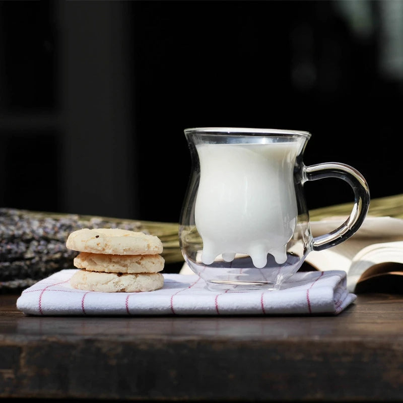 Cow Double Layer Glass Mug