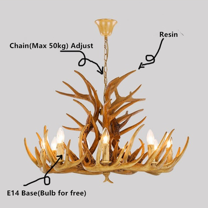 American Loft Style Deer Horn Pendant Light