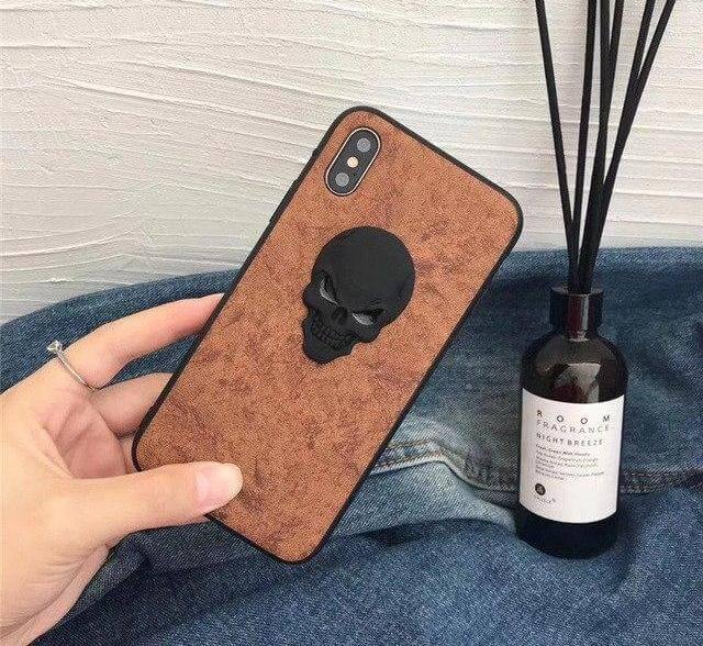 Luxury Real Leather Skull Iphone Cases