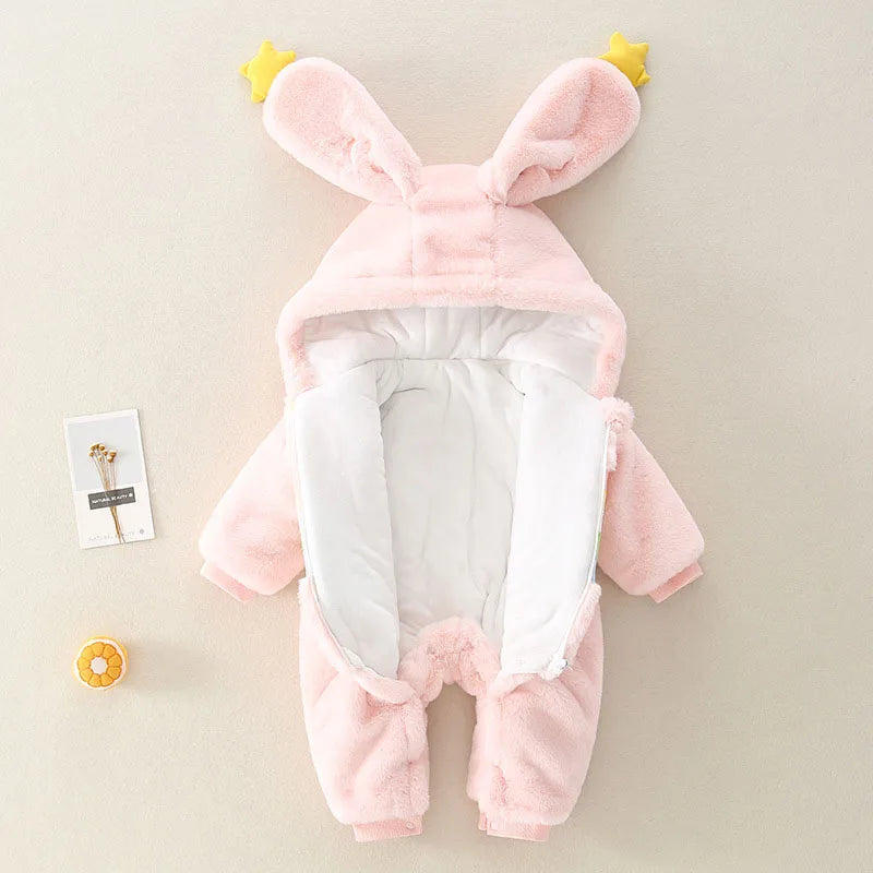 Winter Bunny Cozy Warm Baby Jumpsuit