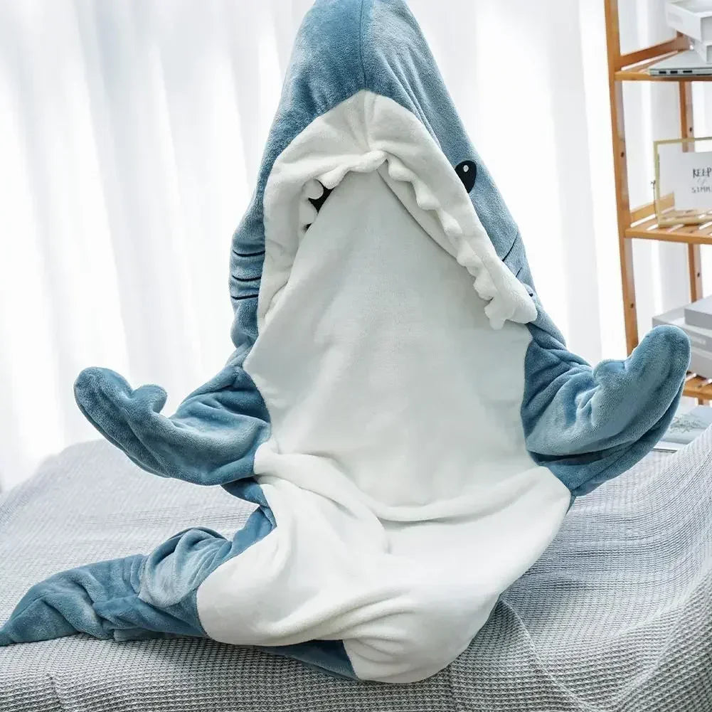 Snuggly Shark Cozy Hooded Onesie Blanket