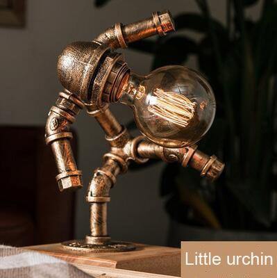 Robot Human Figures Iron Pipe Table Lamps