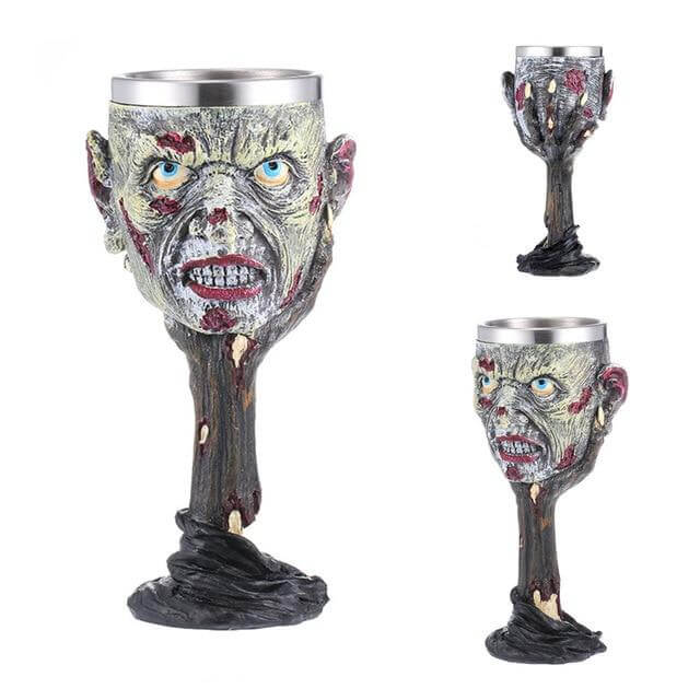 Stainless Steel Skull Gothic Goblet Cocktail Glass