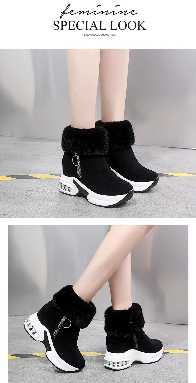 Fur Zipper Wedges Winter Boots