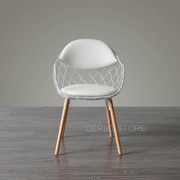 Modern Luxury Design Metal Steel Chair with Wooden legs