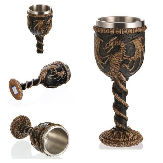 Stainless Steel Skull Gothic Goblet Cocktail Glass