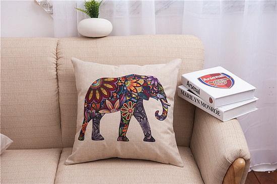 Elegant Elephant Printed Decorative Pillow Cases