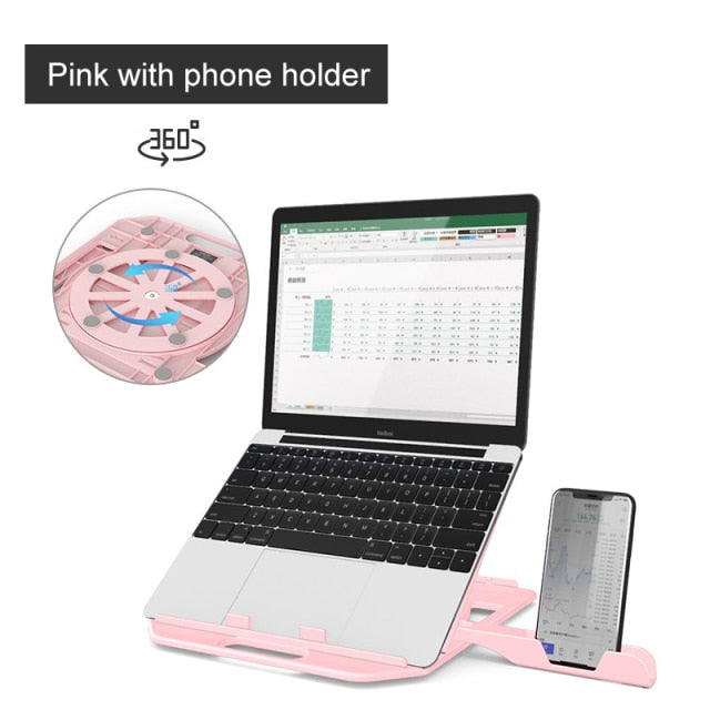 360 Rotating Laptop Stand with Phone Holder