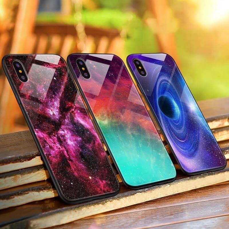 Luxury Space Silicone Glass Anti Slip Iphone Cases