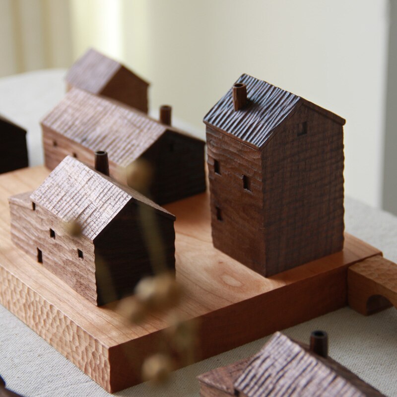 Walnut Miniature Wood House Decor