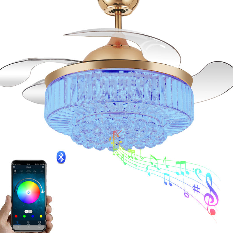 Melody Glow Crystal LED Ceiling Fan Speaker Lamp