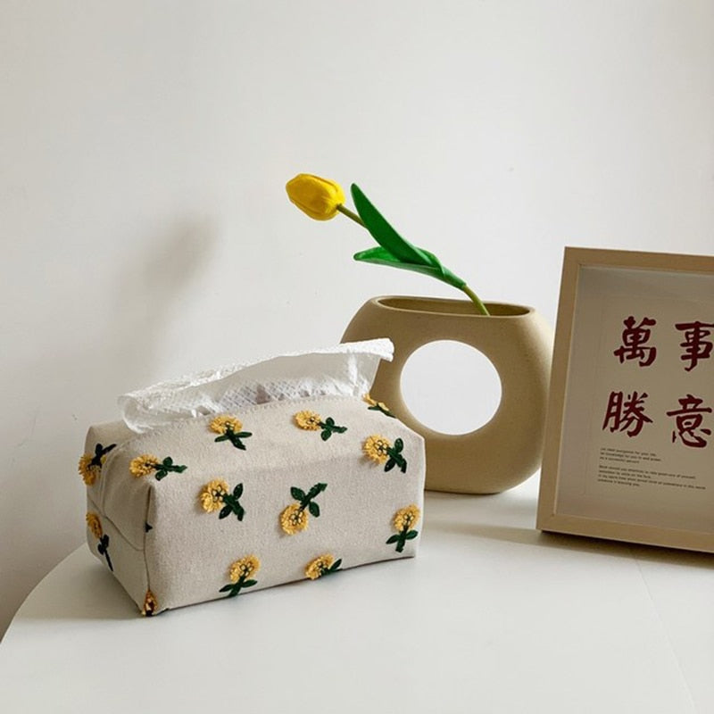 Japanese Style Environment Friendly Flower Tissue Box