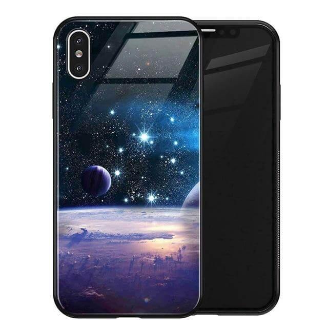 Luxury Space Silicone Glass Anti Slip Iphone Cases