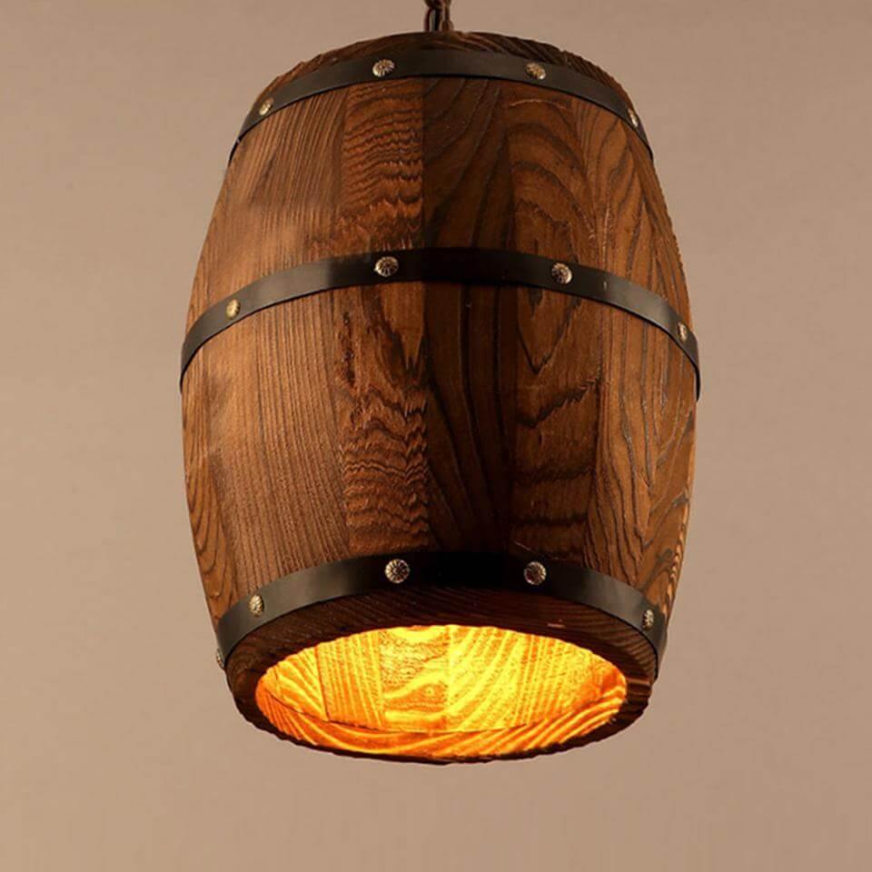 Stylish Designer's Wooden Barrel Art Pendant Lights Lamps