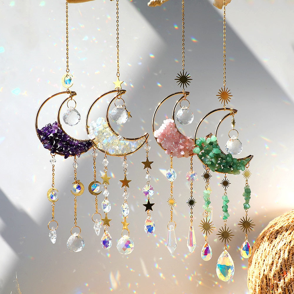 Crystal Sun Catcher Moon Decor