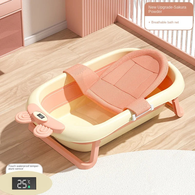 Foldable Temperature Sensor Display Baby Bathtub