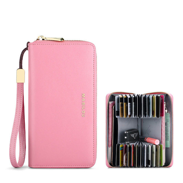 RFID Blocking Large Leather Women Wallet