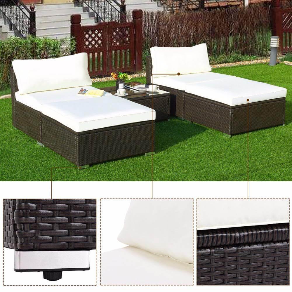 Modern 5 PC Patio Sectional Lounge Furniture