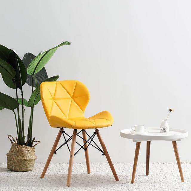 Modern Nordic Leather Wood Chair