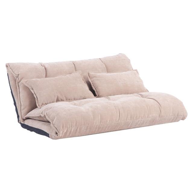 Modern Foldable PU Leather Leisure Floor Sofa Bed with 2 Pillows