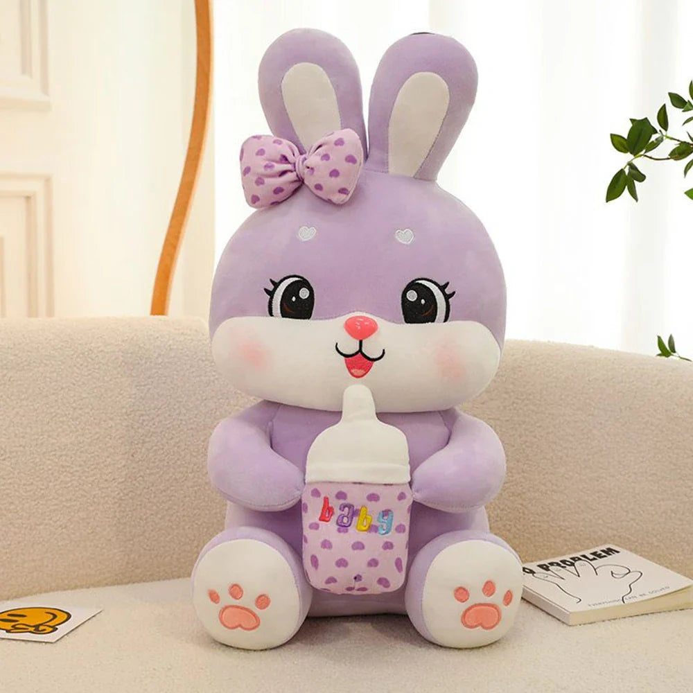 Sweet Bottle-Hugging Bunny Plush