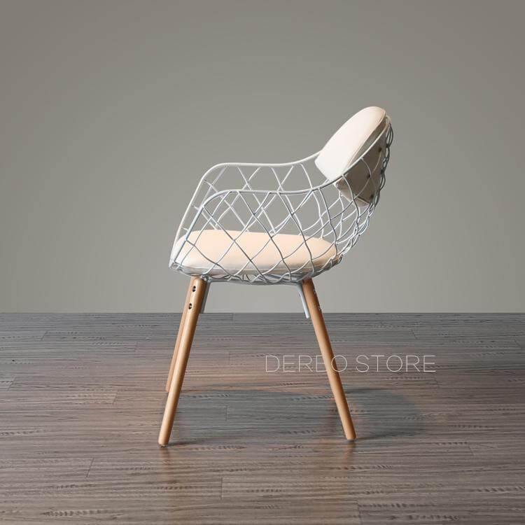 Modern Luxury Design Metal Steel Chair with Wooden legs