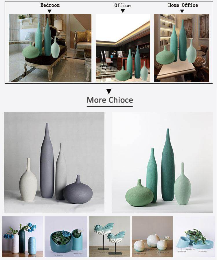 Interior Green Resin Flower Stone Vase for Home Decoration