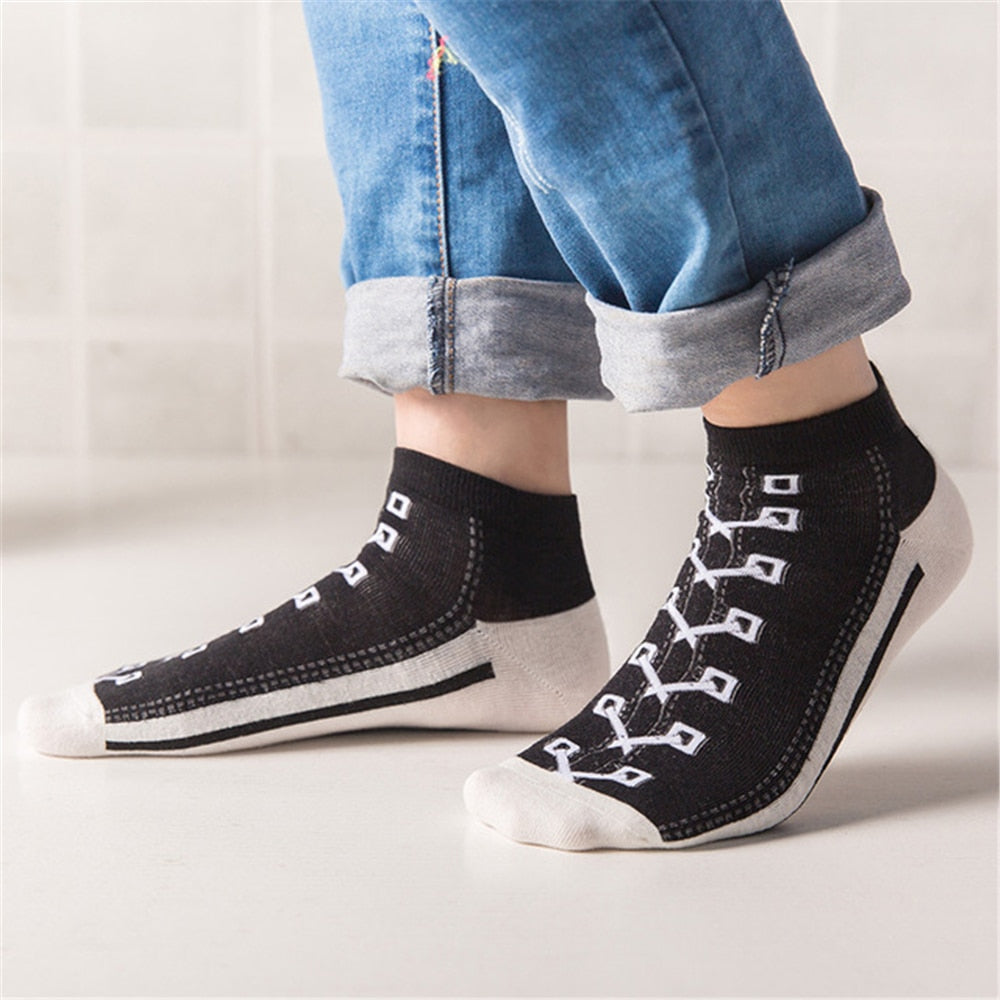 Hipster 3D Canvas Shoes Printed Ankle Socks