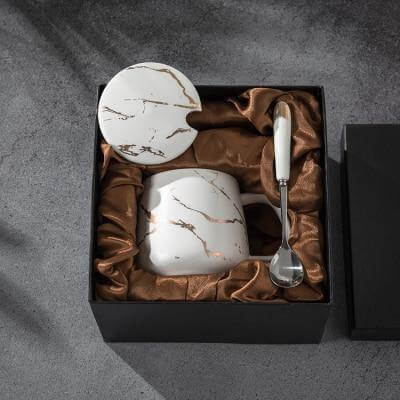 Elegant Marble Ceramic Coffee Mug Gift Set