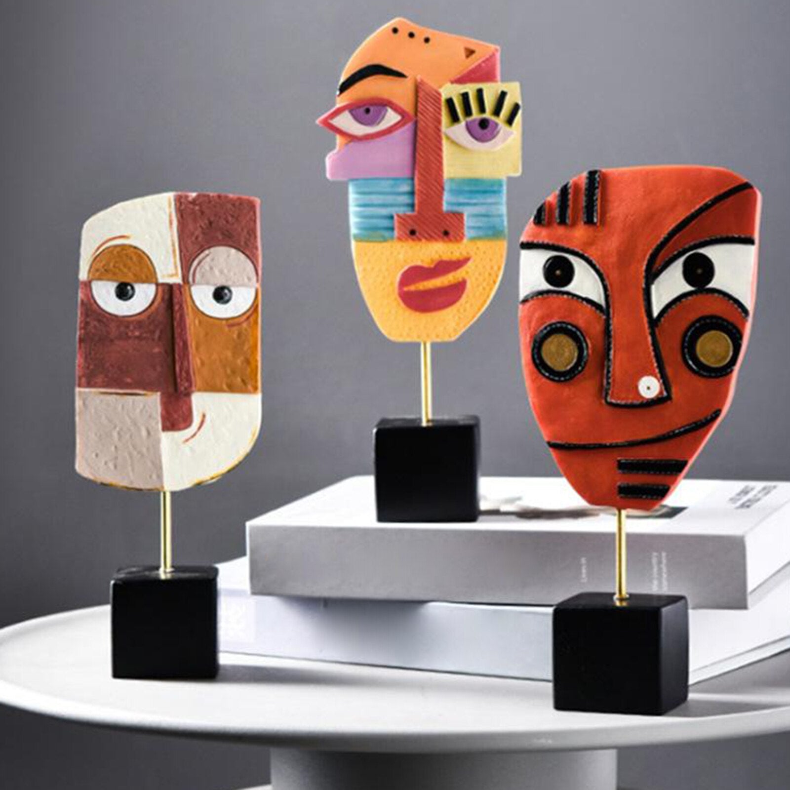 Abstract Pop Art Face Home Sculpture