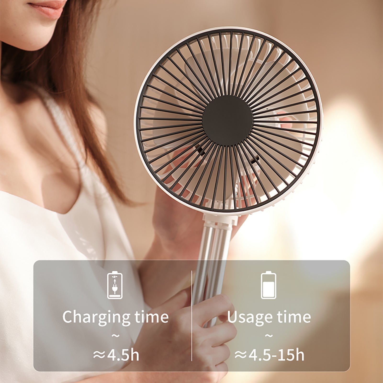 Portable Rechargeable Power Bank Fan Light