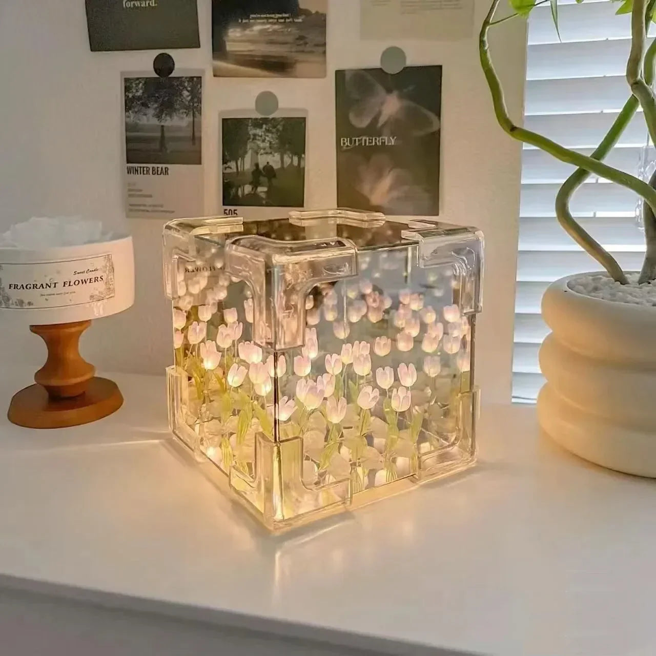 3D Tulip DIY Flower Cube Night Lamp