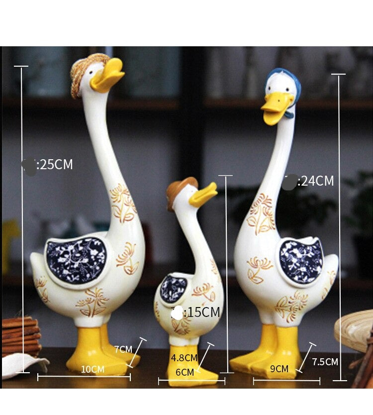 3Pcs Resin American Style Duck Table Decor