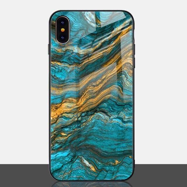 Luxury Marble Glass Agate Soft Edge Iphone Cases