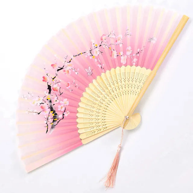 Traditional Japanese Style Floral Hand Fan