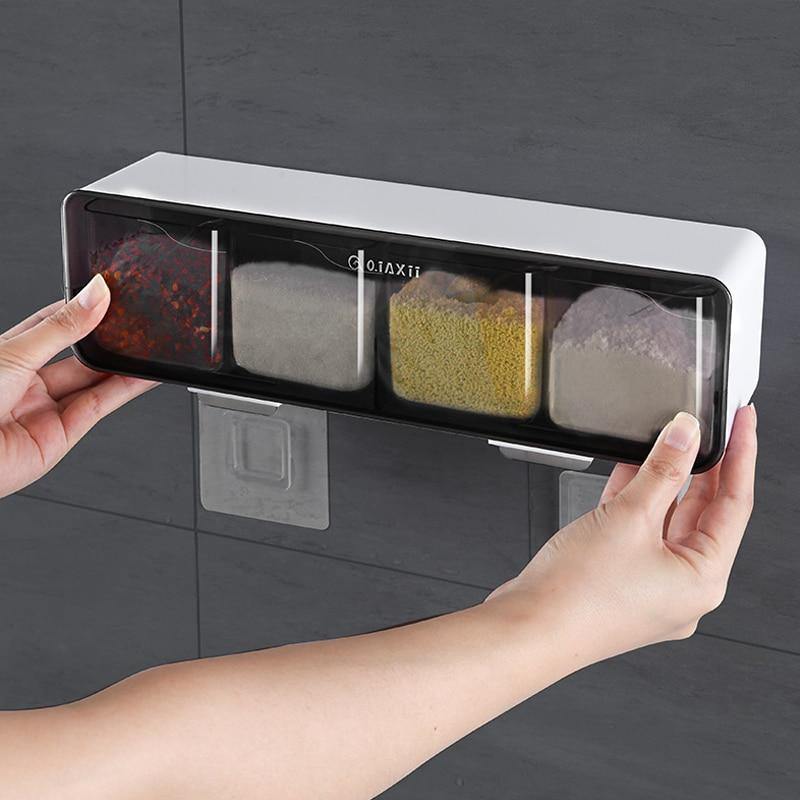 Wall-Mounted Spice Seasoning Jar Rack