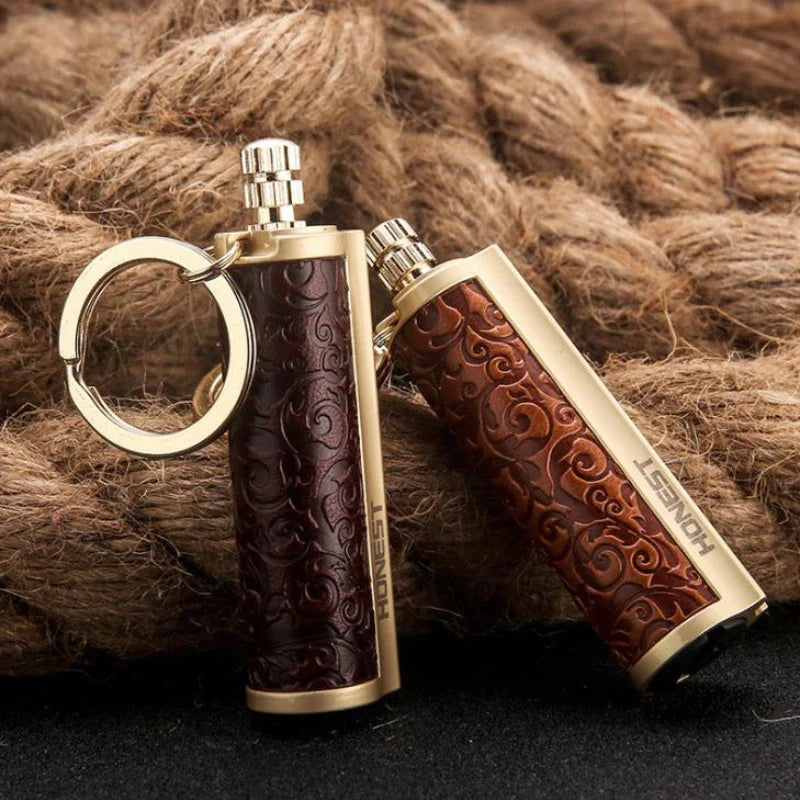 Leather Keychain Metal Match Inferno Lighter