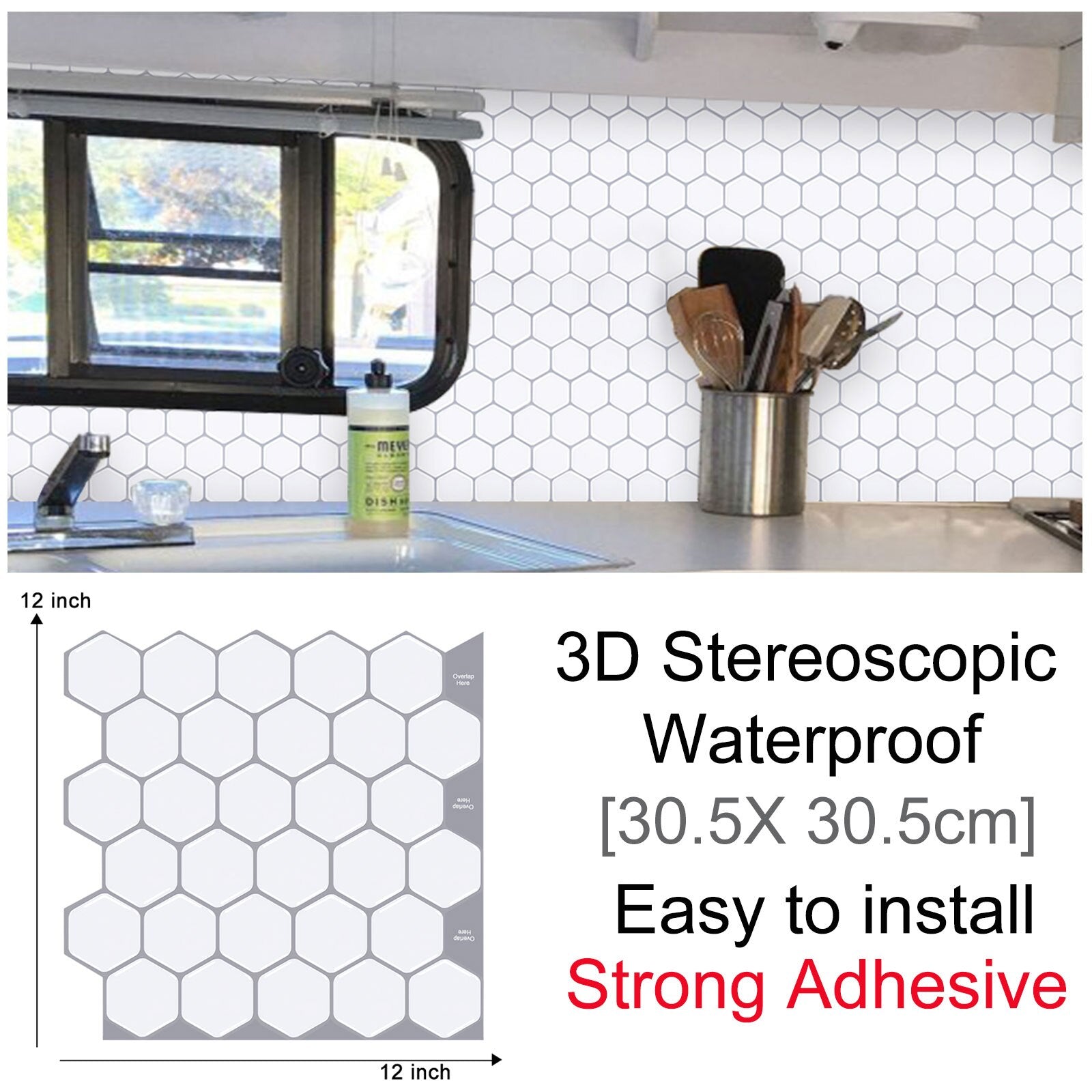 3D Self-Adhesive Hexagonal Wall Stickers