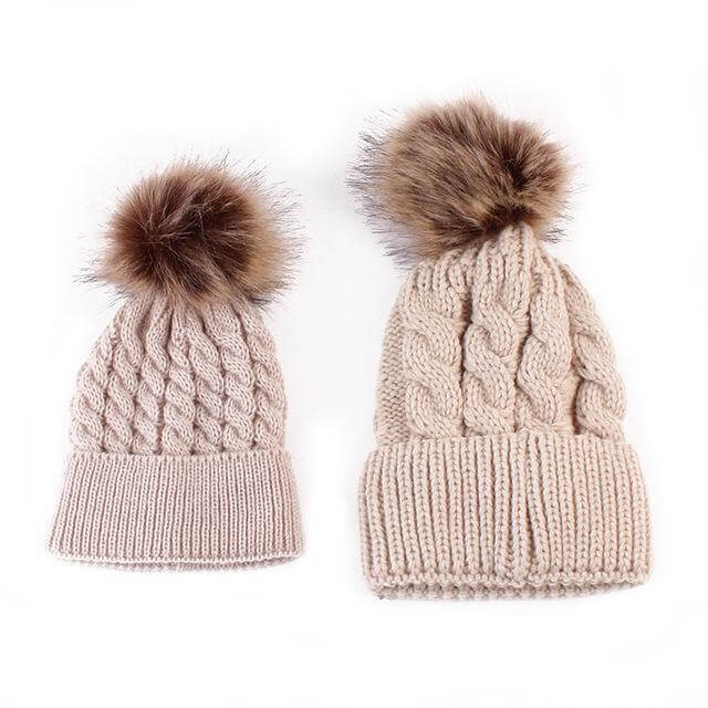 2PCS New Fashion Mommy and Me Winter Warm Hats