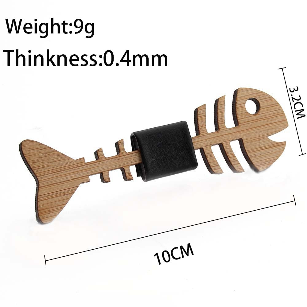 Wooden Fish Skeleton Men Bow Tie