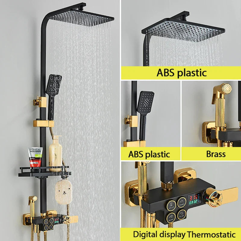 Thermostatic Digital Display Stylish Pressure Shower Set