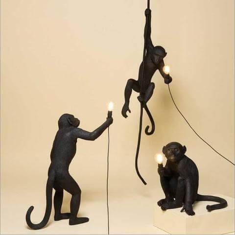 Modern Black Pendant Monkey Lamp