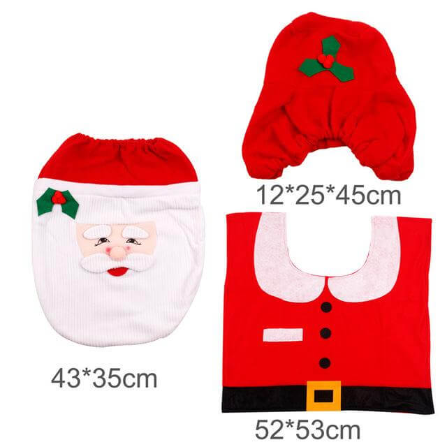 3pcs Fancy Santa Claus Toilet Seat Covers