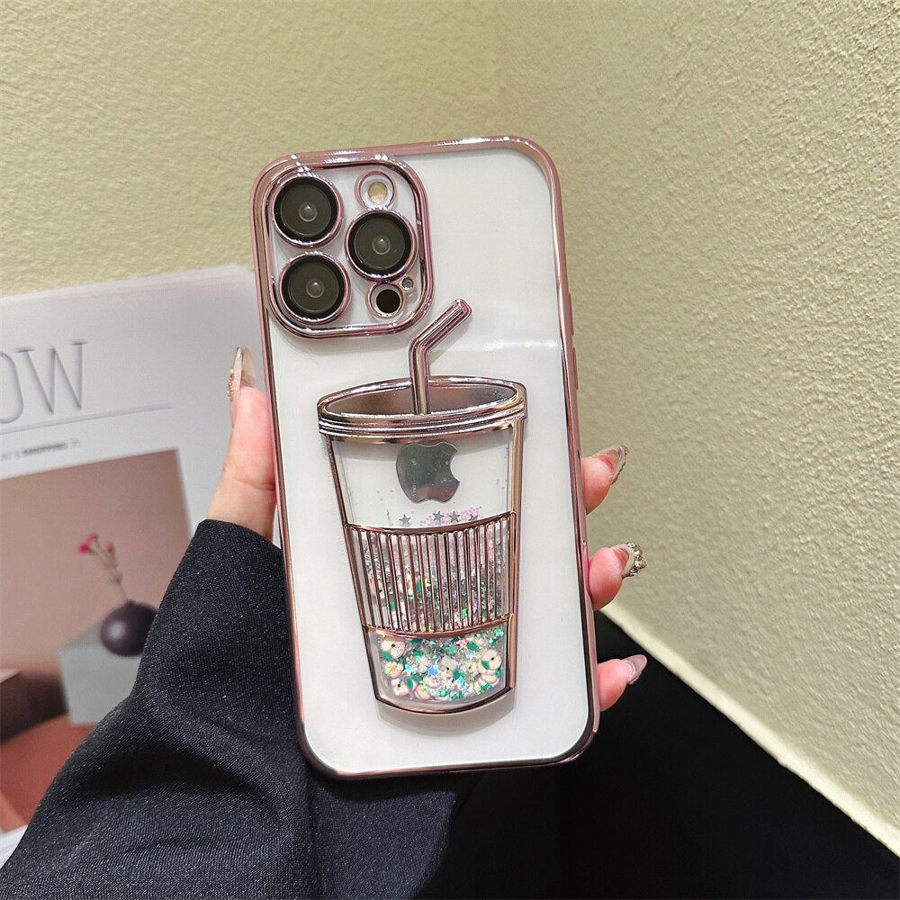 Glitter Star Drink Cup iPhone Case